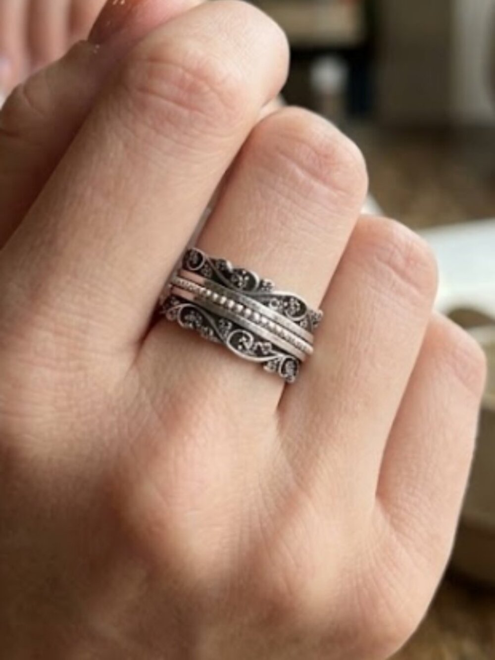 925 Sterling Silver Spinner Ring for Woman